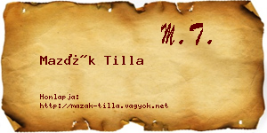 Mazák Tilla névjegykártya